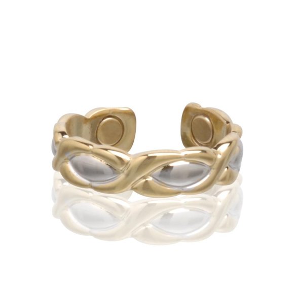 Magnetic Two Tone  Ring - Arthritis Pain Therapy Ring - Picture 1 of 1